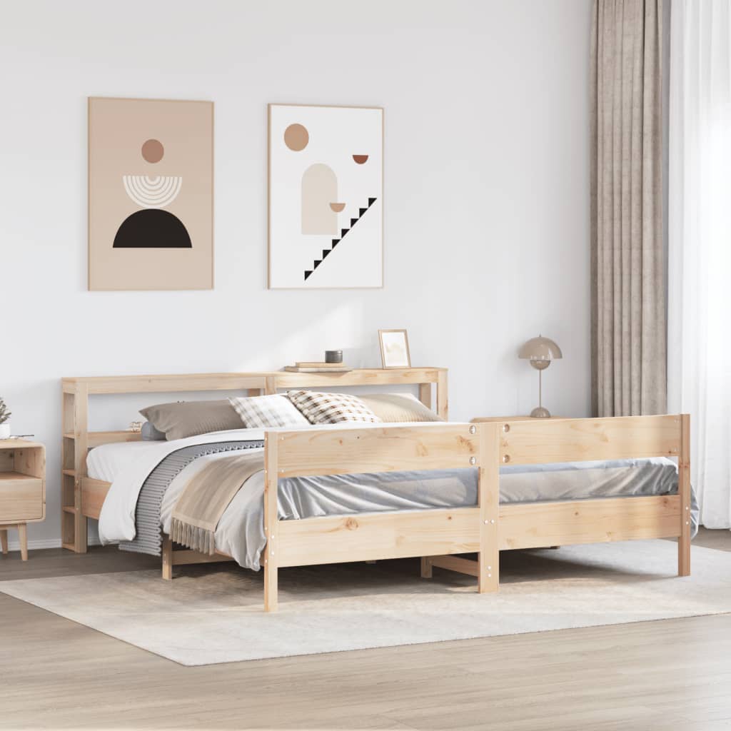 Bed Frame without Mattress 200x200 cm Solid Wood Pine