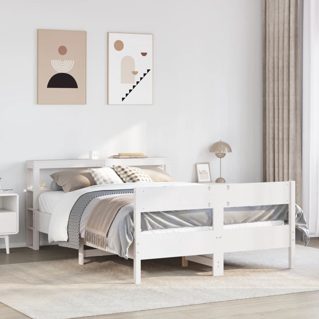 Bed Frame without Mattress White 160x200 cm Solid Wood Pine