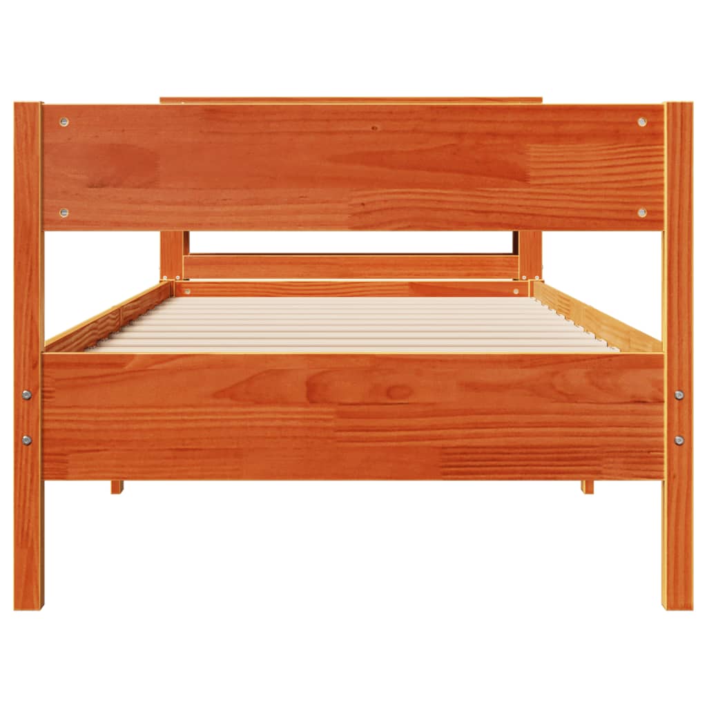 Bed Frame without Mattress Wax Brown 100x200 cm Solid Wood Pine