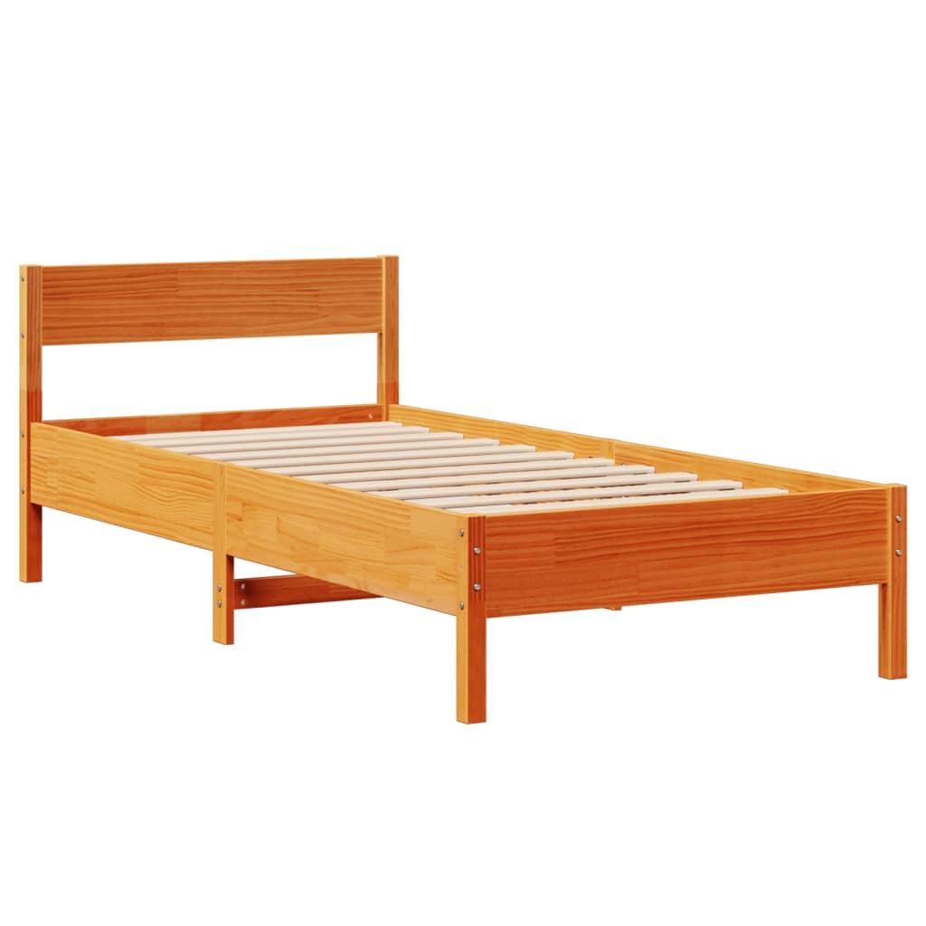 Bed Frame without Mattress Wax Brown 100x200 cm Solid Wood Pine