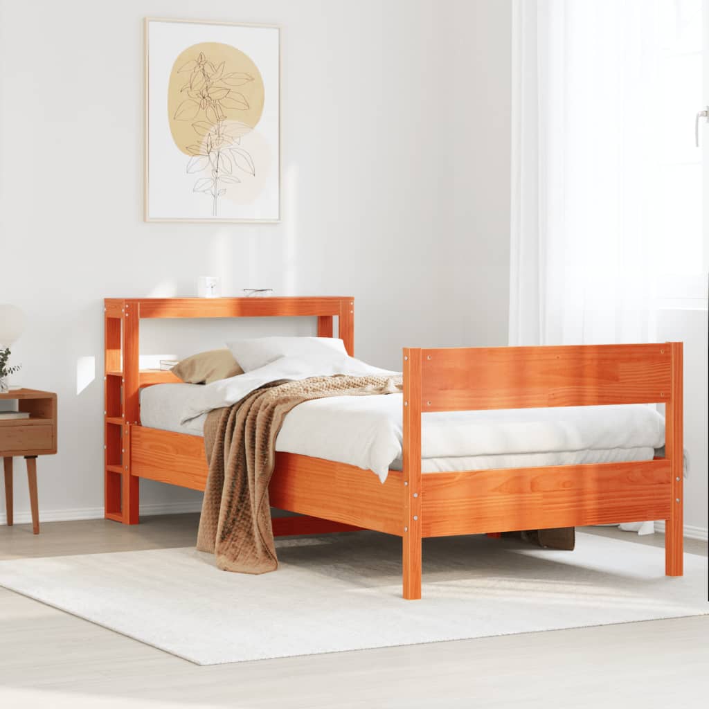 Bed Frame without Mattress Wax Brown 75x190 cm Small Single Solid Wood Pine