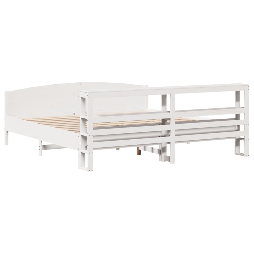 Bed Frame without Mattress White 180x200 cm Super King Solid Wood Pine