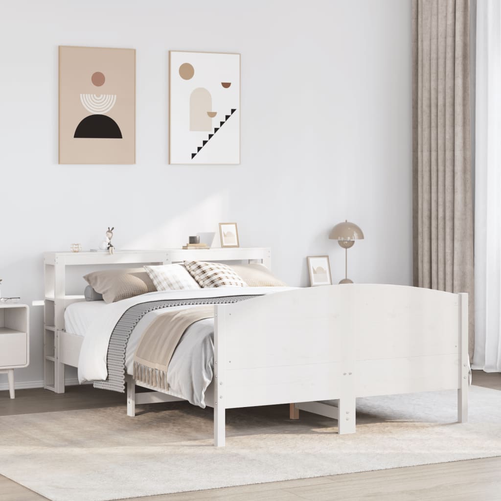 Bed Frame without Mattress White 120x200 cm Solid Wood Pine