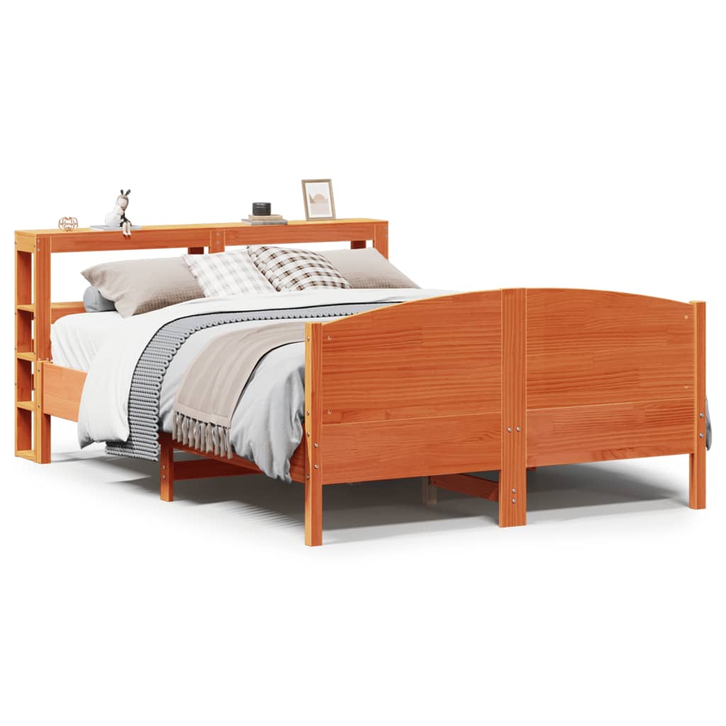 Bed Frame without Mattress Wax Brown 140x190 cm Solid Wood Pine