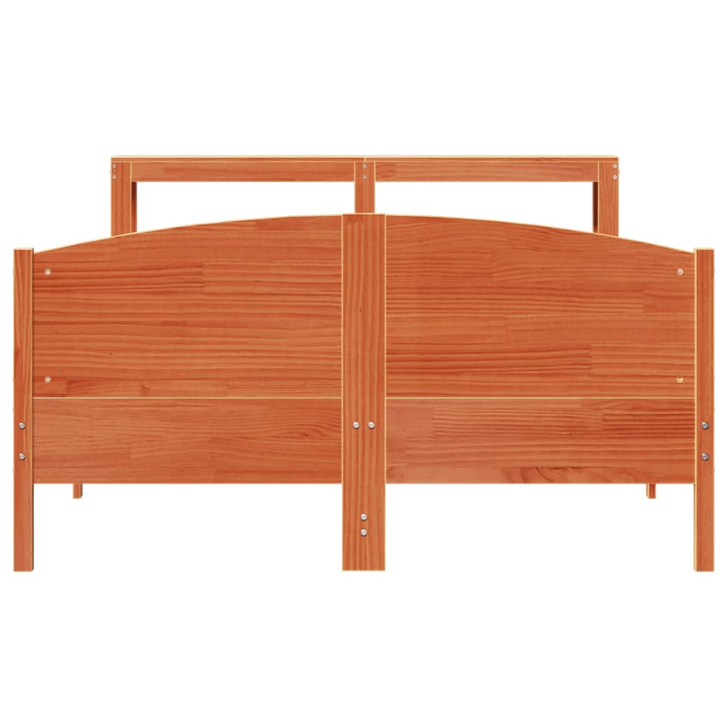 Bed Frame without Mattress Wax Brown 140x190 cm Solid Wood Pine