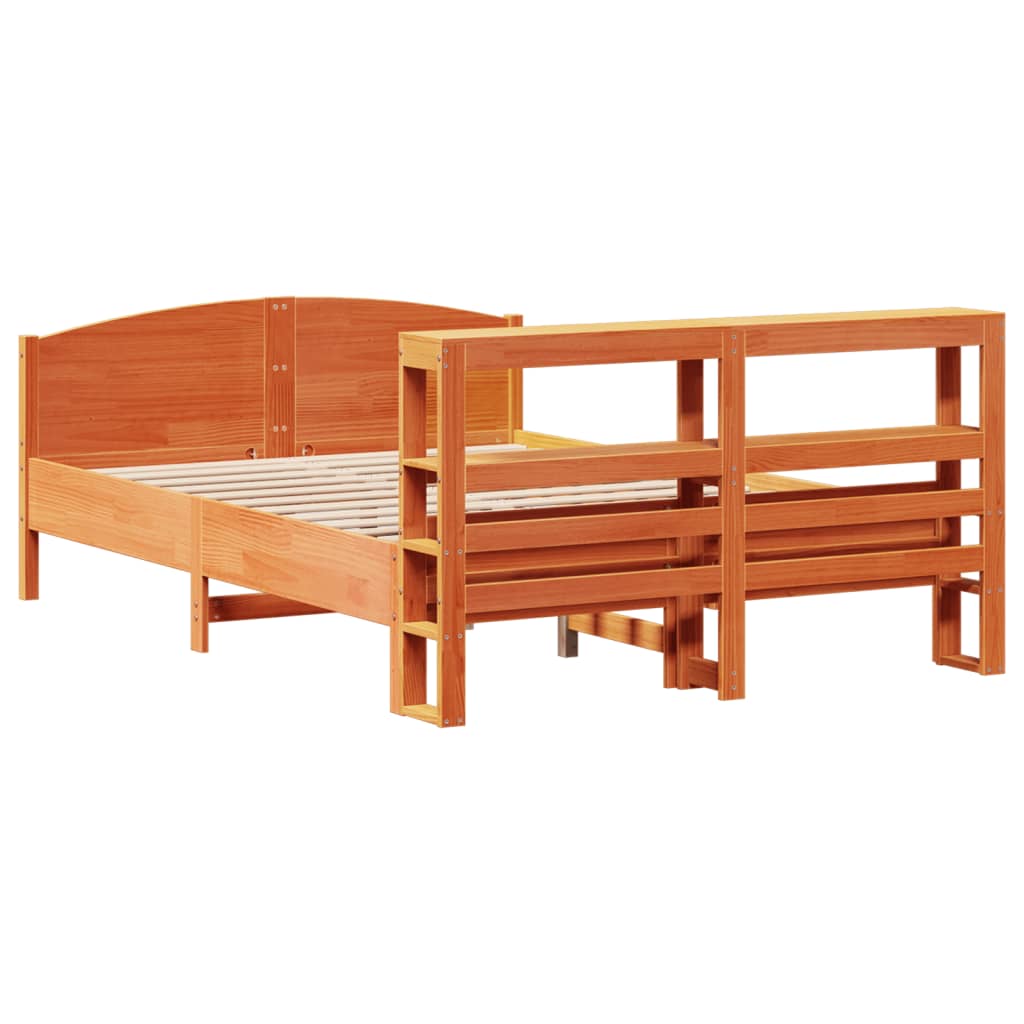 Bed Frame without Mattress Wax Brown 140x190 cm Solid Wood Pine
