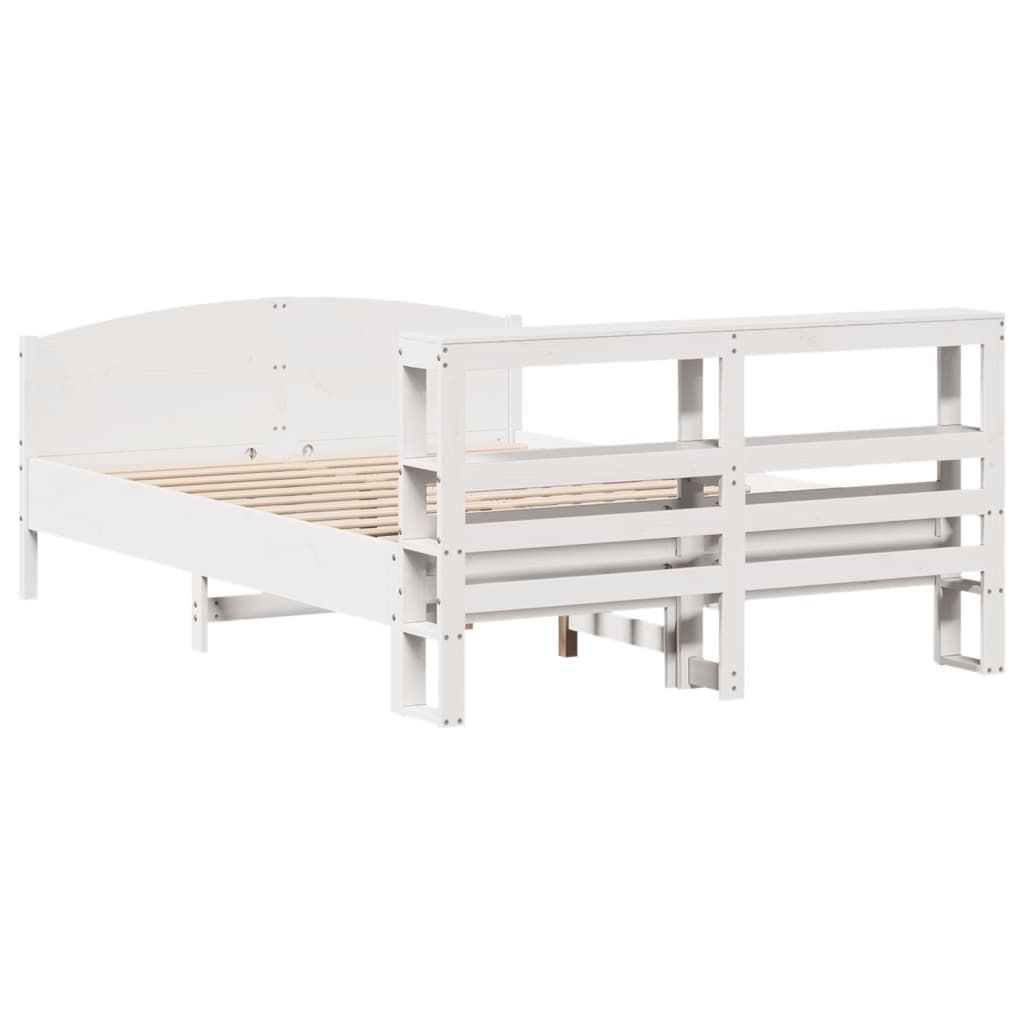 Bed Frame without Mattress White 135x190 cm Double Solid Wood Pine