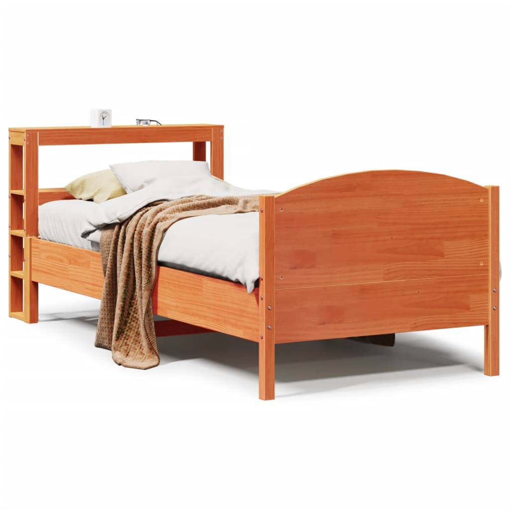 Bed Frame without Mattress Wax Brown 90x200 cm Solid Wood Pine