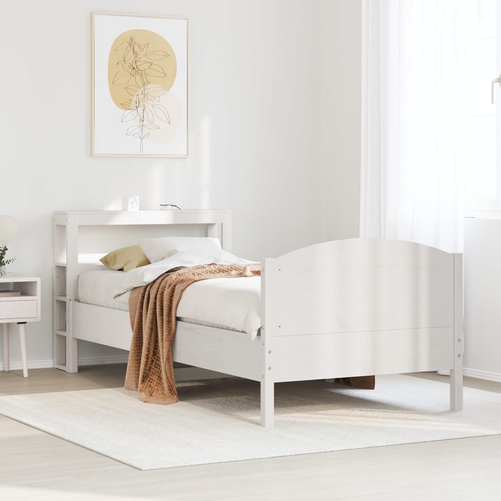 Bed Frame without Mattress White 75x190 cm Small Single Solid Wood Pine