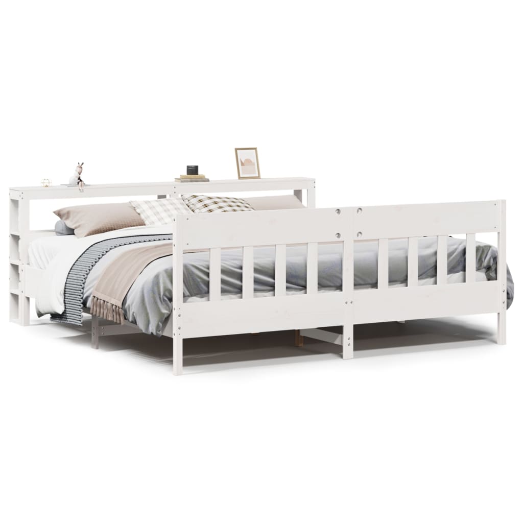 Bed Frame without Mattress White 200x200 cm Solid Wood Pine