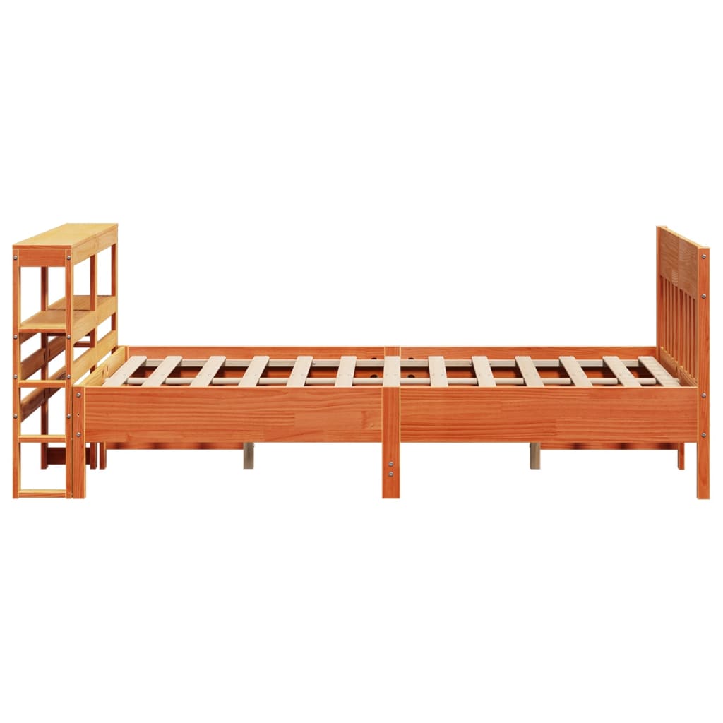 Bed Frame without Mattress Wax Brown 160x200 cm Solid Wood Pine