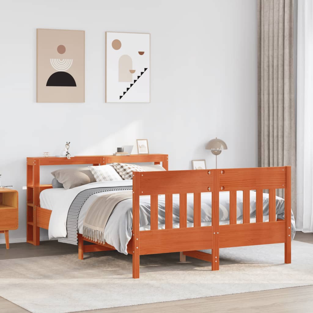 Bed Frame without Mattress Wax Brown 160x200 cm Solid Wood Pine