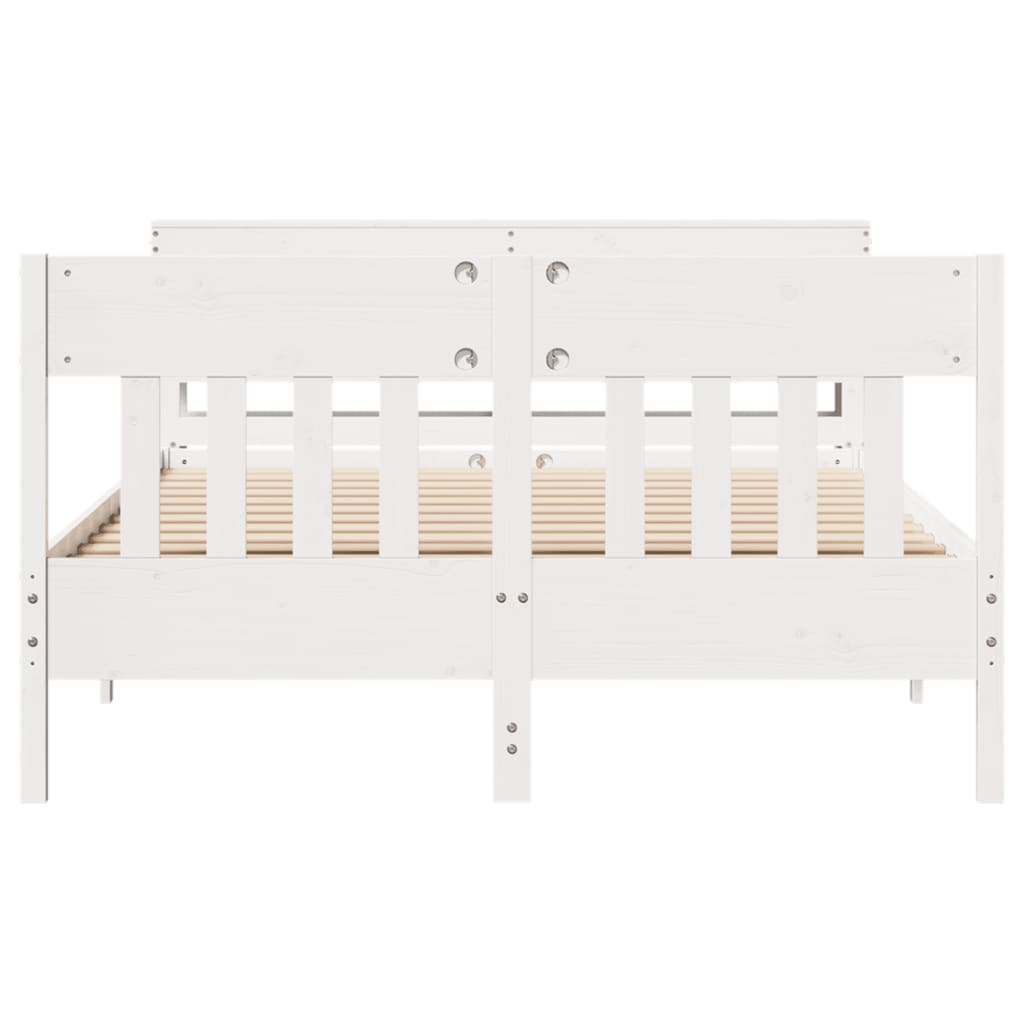 Bed Frame without Mattress White 140x190 cm Solid Wood Pine