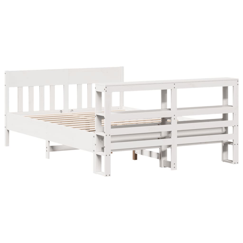 Bed Frame without Mattress White 140x190 cm Solid Wood Pine