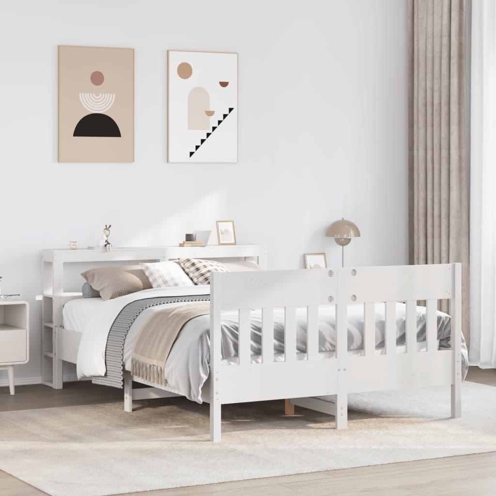 Bed Frame without Mattress White 140x190 cm Solid Wood Pine