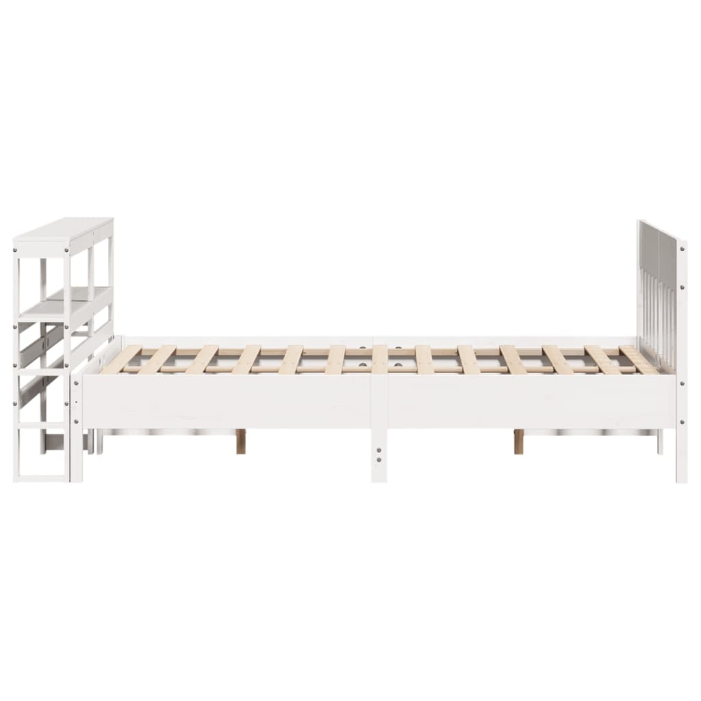 Bed Frame without Mattress White 135x190 cm Double Solid Wood Pine