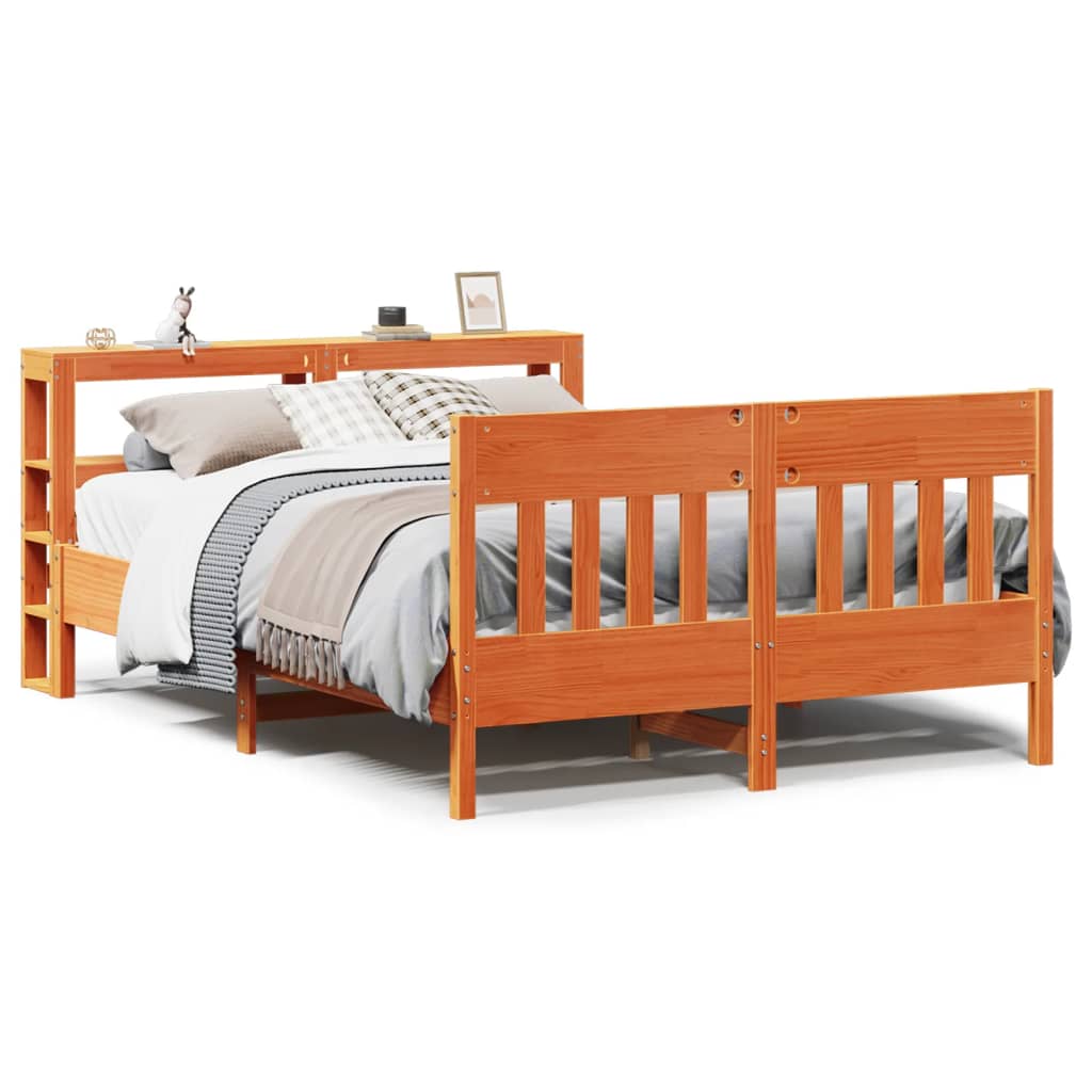 Bed Frame without Mattress Wax Brown 120x190 cm Small Double Solid Wood Pine
