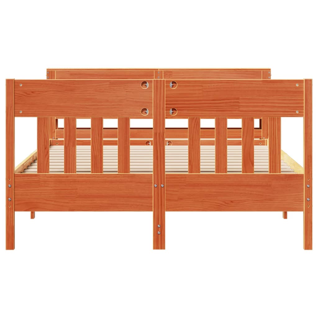 Bed Frame without Mattress Wax Brown 120x190 cm Small Double Solid Wood Pine