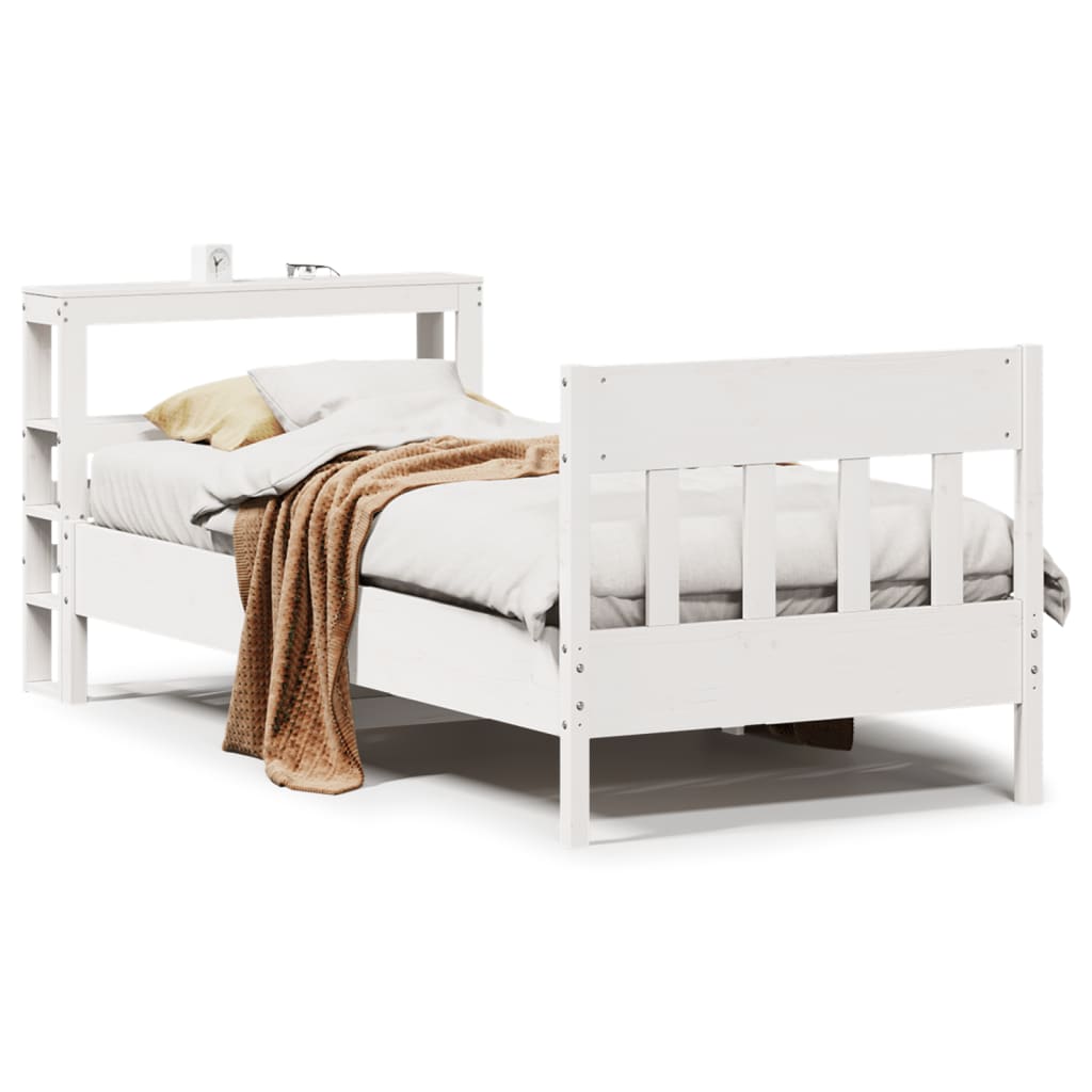 Bed Frame without Mattress White 90x190 cm Single Solid Wood Pine