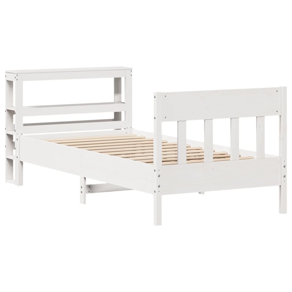 Bed Frame without Mattress White 90x190 cm Single Solid Wood Pine
