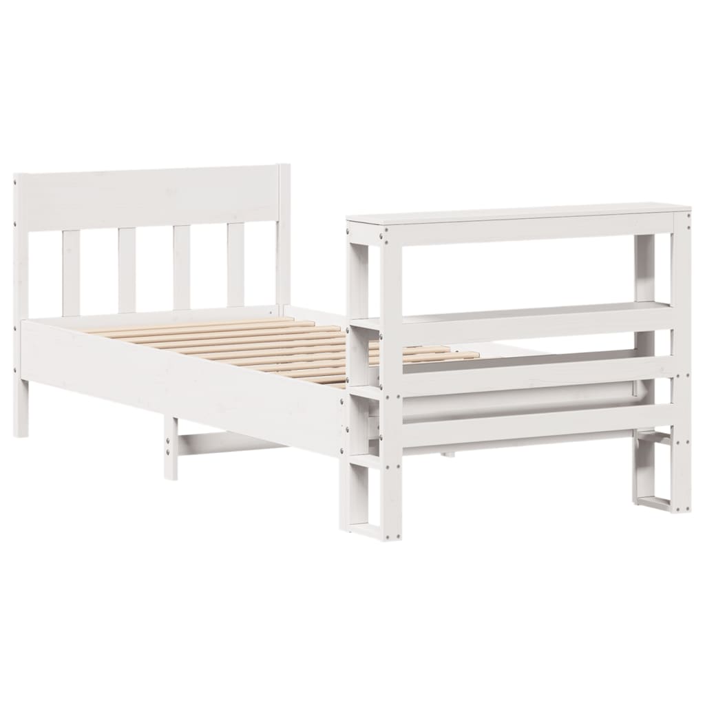 Bed Frame without Mattress White 90x190 cm Single Solid Wood Pine