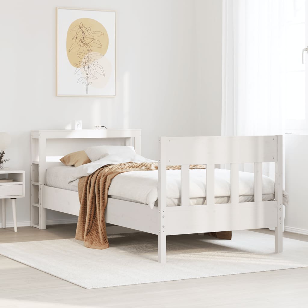 Bed Frame without Mattress White 90x190 cm Single Solid Wood Pine