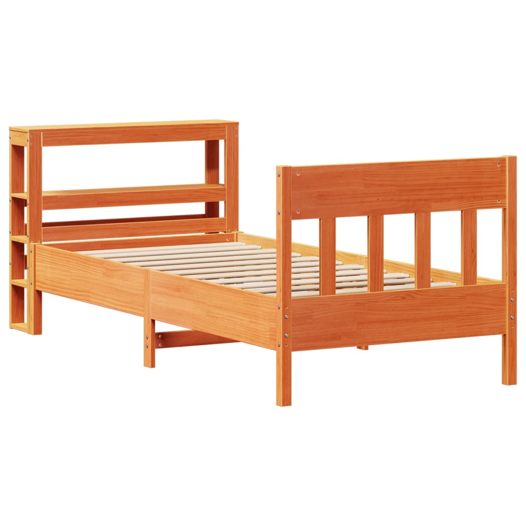 Bed Frame without Mattress Wax Brown 90x190 cm Single Solid Wood Pine