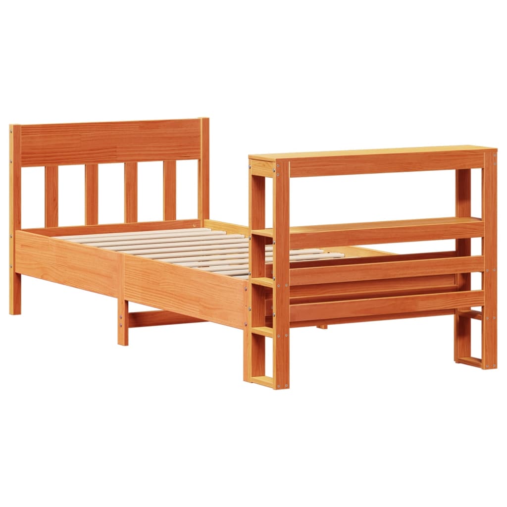 Bed Frame without Mattress Wax Brown 90x190 cm Single Solid Wood Pine