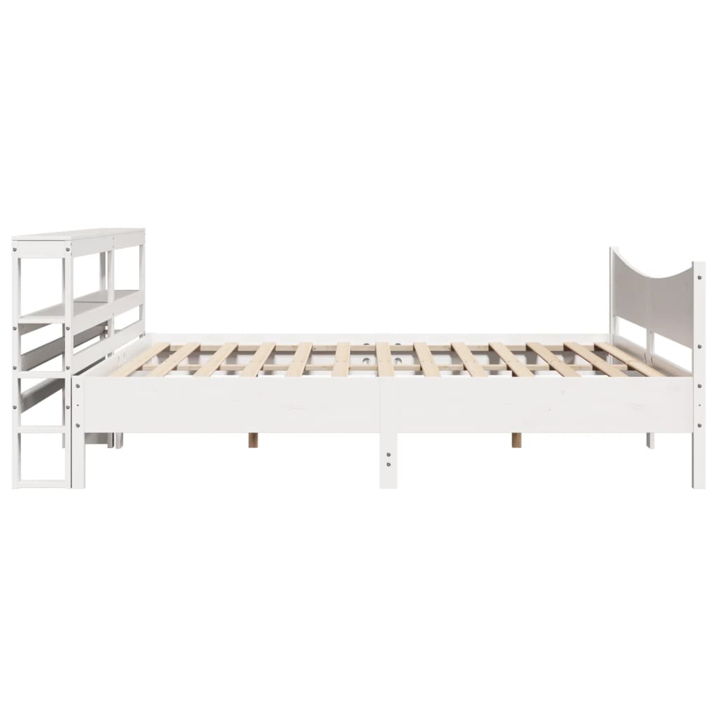 Bed Frame with Headboard White 180x200 cm Super King Solid Wood Pine