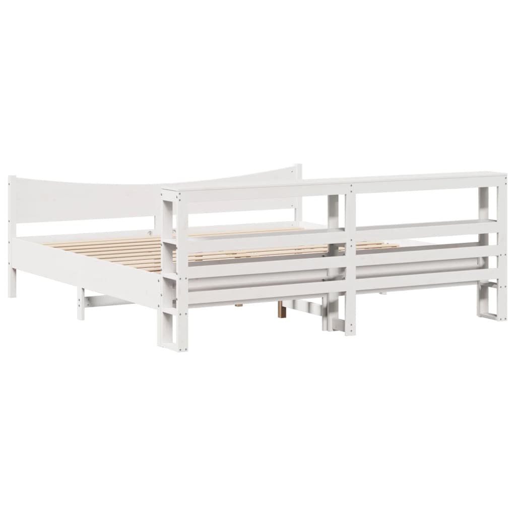 Bed Frame with Headboard White 180x200 cm Super King Solid Wood Pine