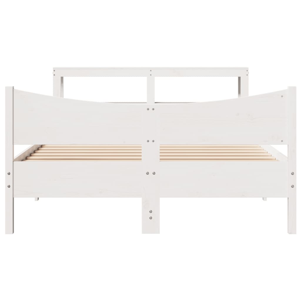 Bed Frame with Headboard White 160x200 cm Solid Wood Pine