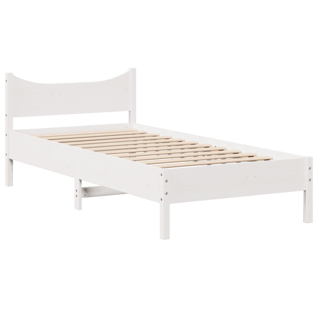 Bed Frame with Headboard White 90x200 cm Solid Wood Pine