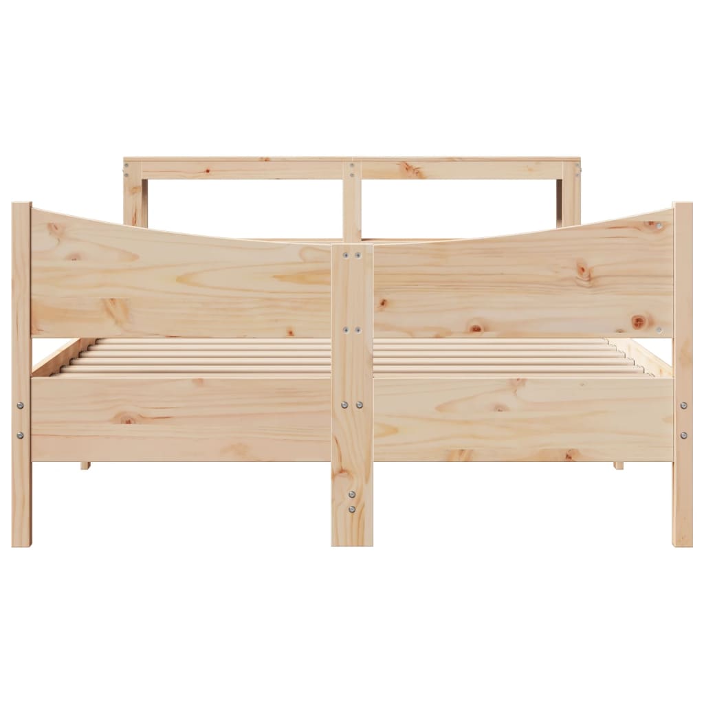 Bed Frame with Headboard 120x190 cm Small Double Solid Wood Pine