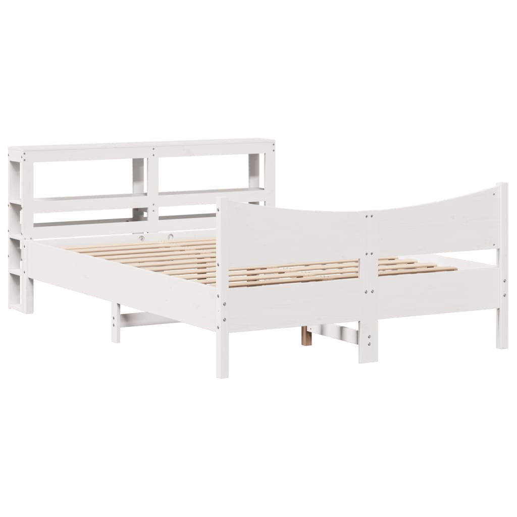 Bed Frame with Headboard White 120x190 cm Small Double Solid Wood Pine