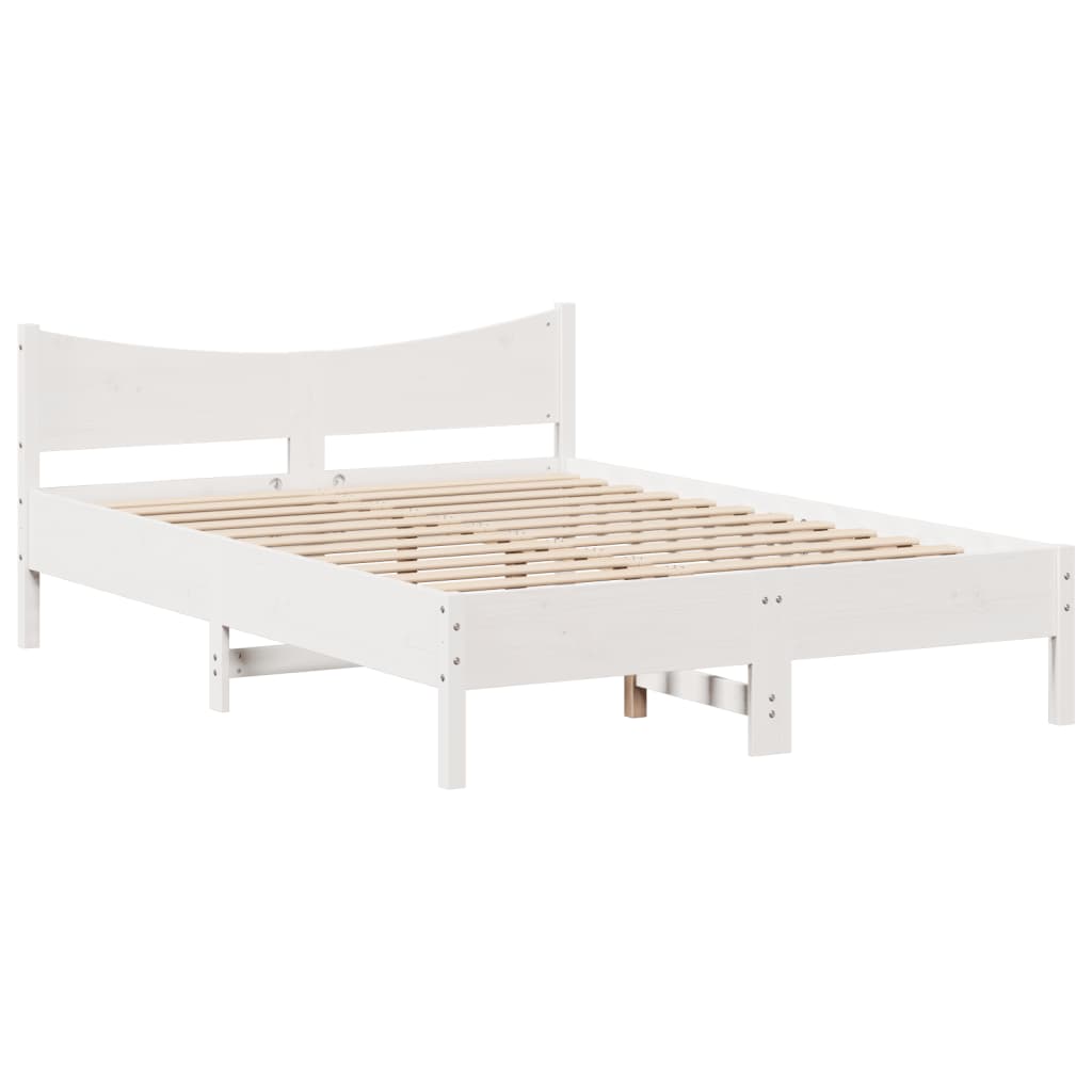 Bed Frame with Headboard White 120x190 cm Small Double Solid Wood Pine