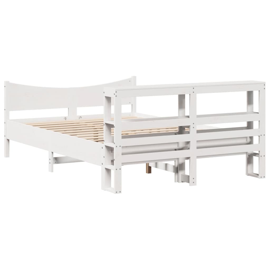 Bed Frame with Headboard White 120x190 cm Small Double Solid Wood Pine