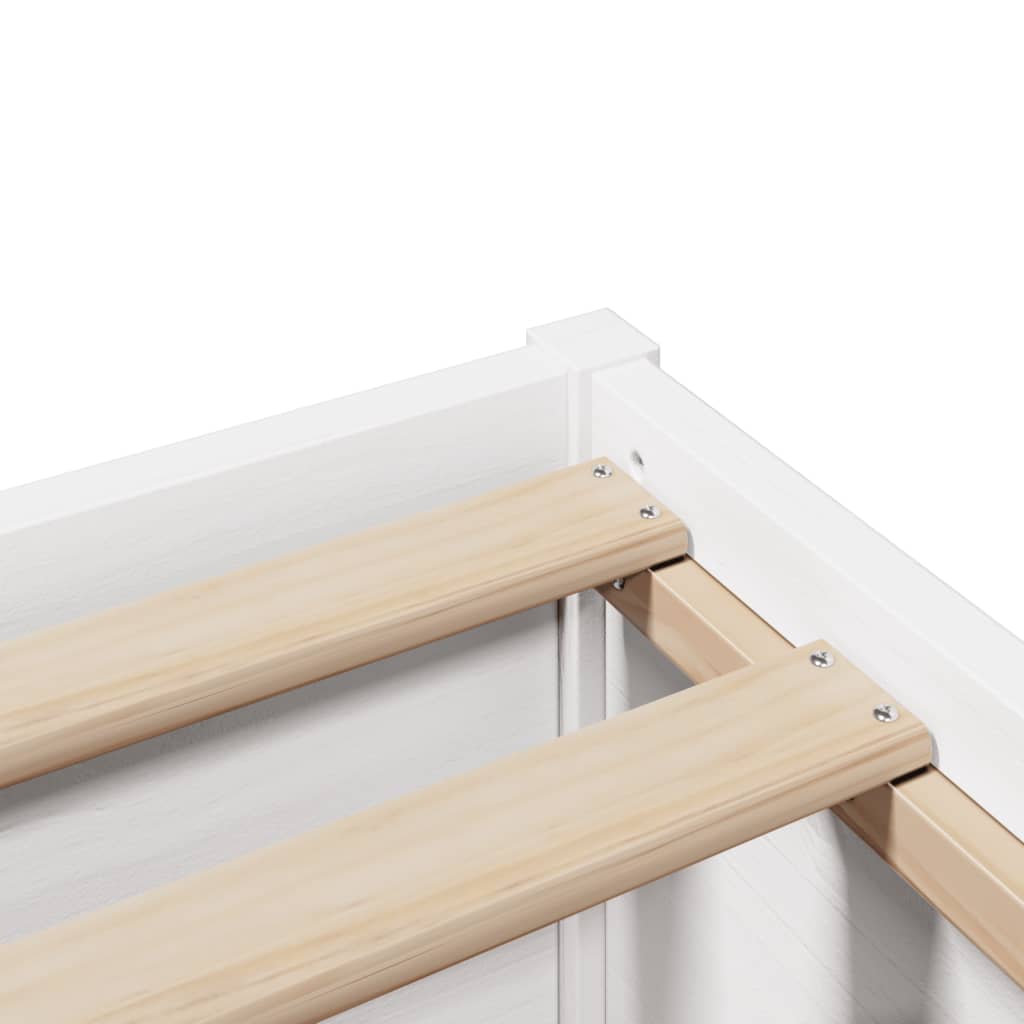 Bed Frame with Headboard White 200x200 cm Solid Wood Pine