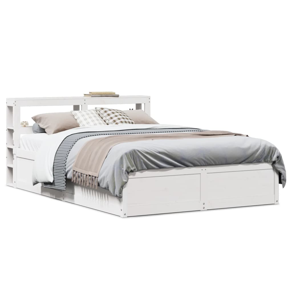 Bed Frame with Headboard White 160x200 cm Solid Wood Pine