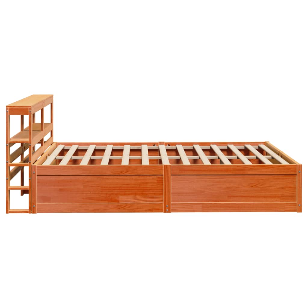 Bed Frame with Headboard Wax Brown 120x190 cm Small Double Solid Wood Pine