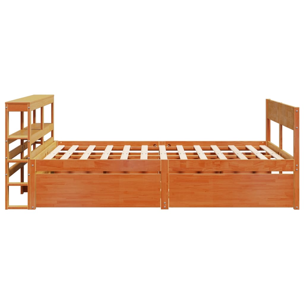 Bed Frame without Mattress Wax Brown 160x200 cm Solid Wood Pine
