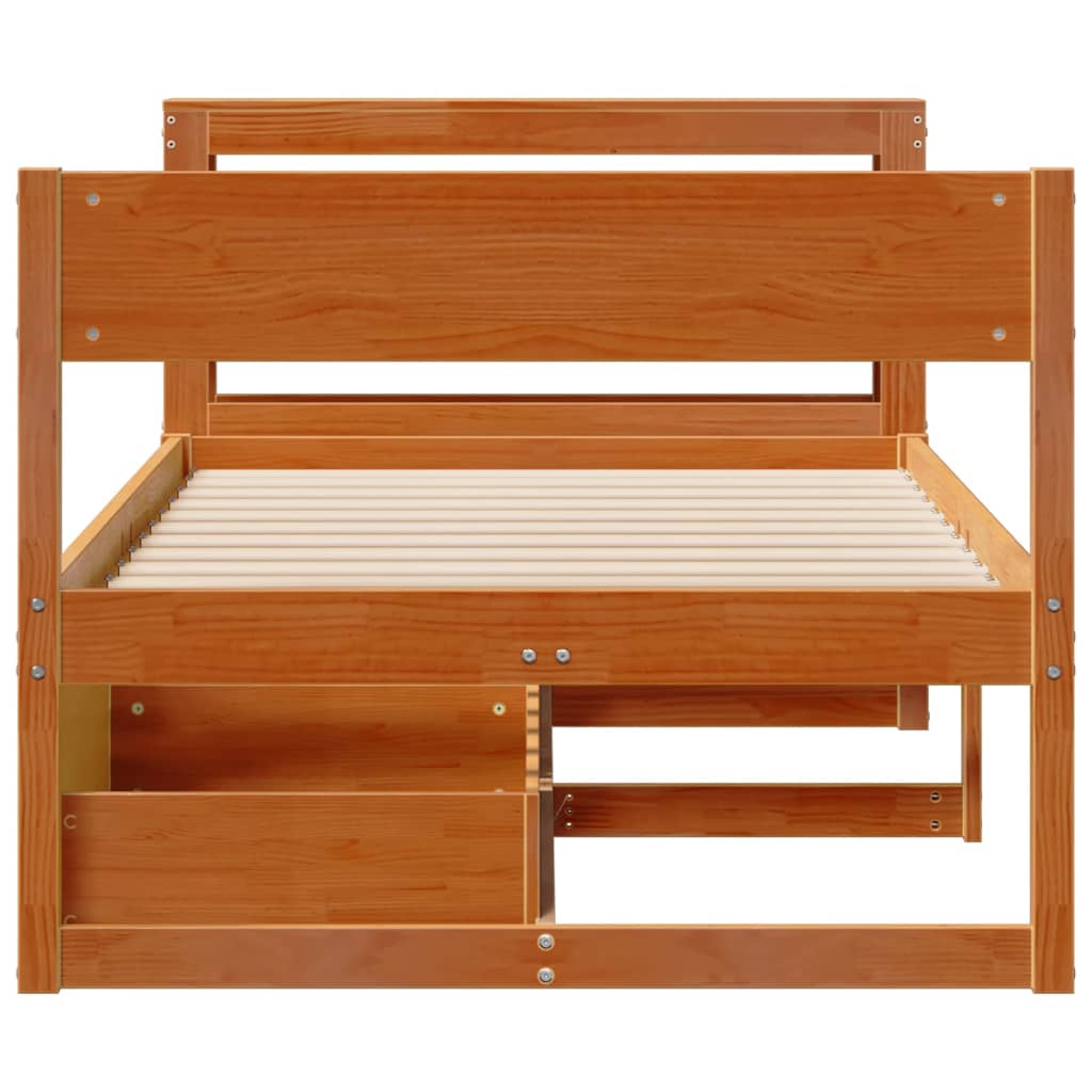 Bed Frame without Mattress Wax Brown 90x200 cm Solid Wood Pine