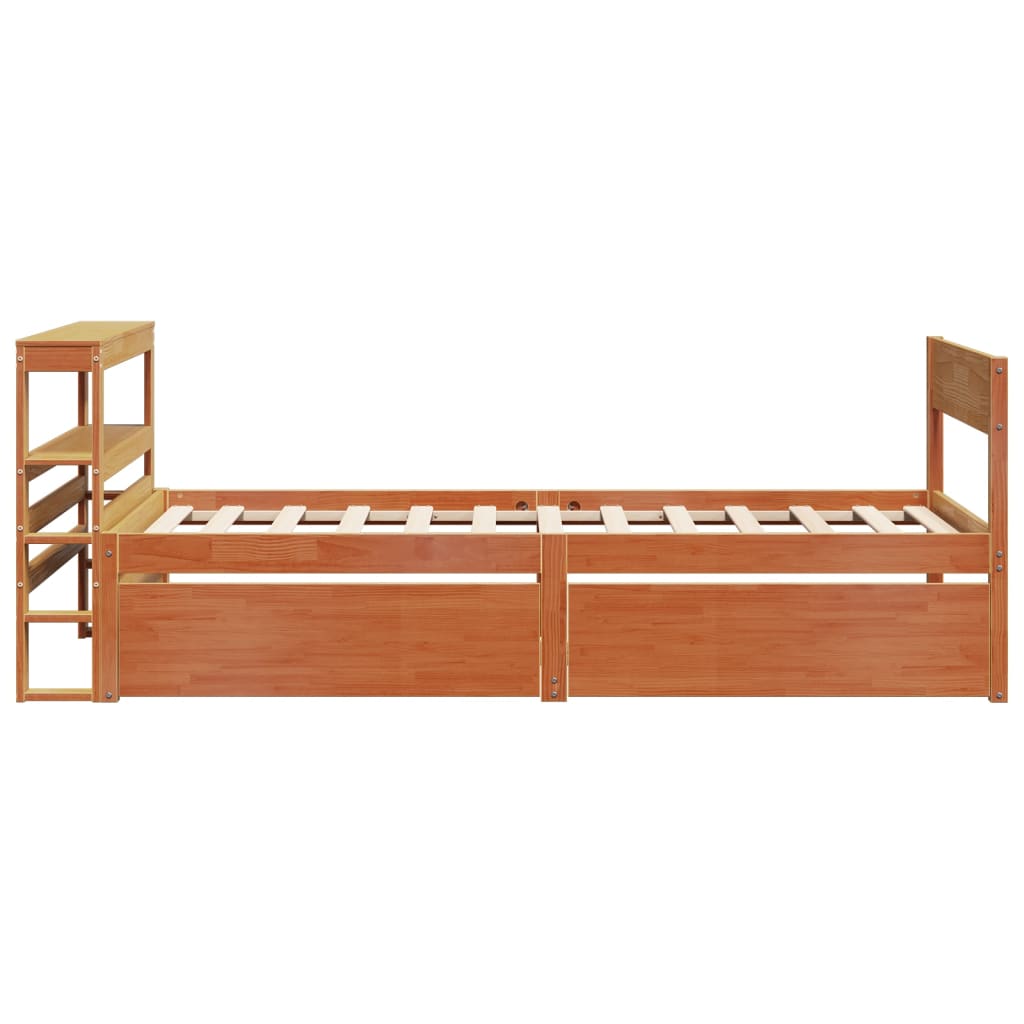 Bed Frame without Mattress Wax Brown 90x200 cm Solid Wood Pine