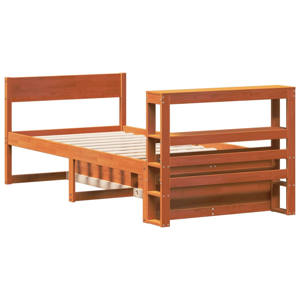 Bed Frame without Mattress Wax Brown 90x200 cm Solid Wood Pine