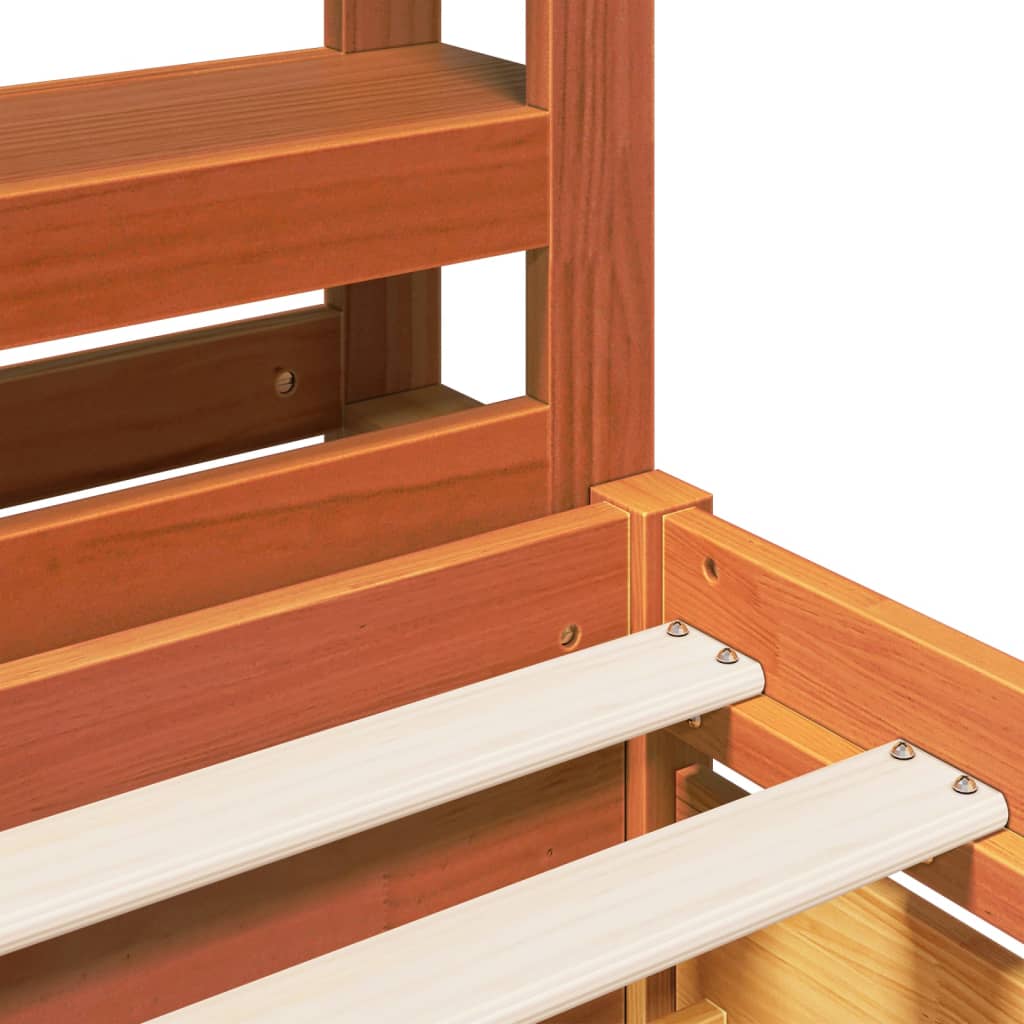 Bed Frame without Mattress Wax Brown 90x200 cm Solid Wood Pine