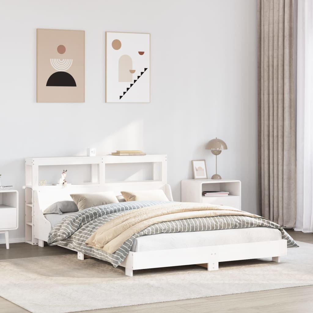 Bed Frame without Mattress White 160x200 cm Solid Wood Pine