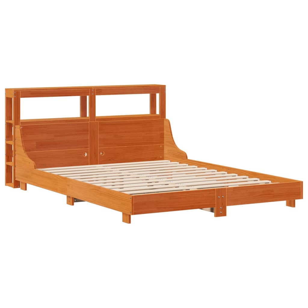 Bed Frame without Mattress Wax Brown 140x200 cm Solid Wood Pine