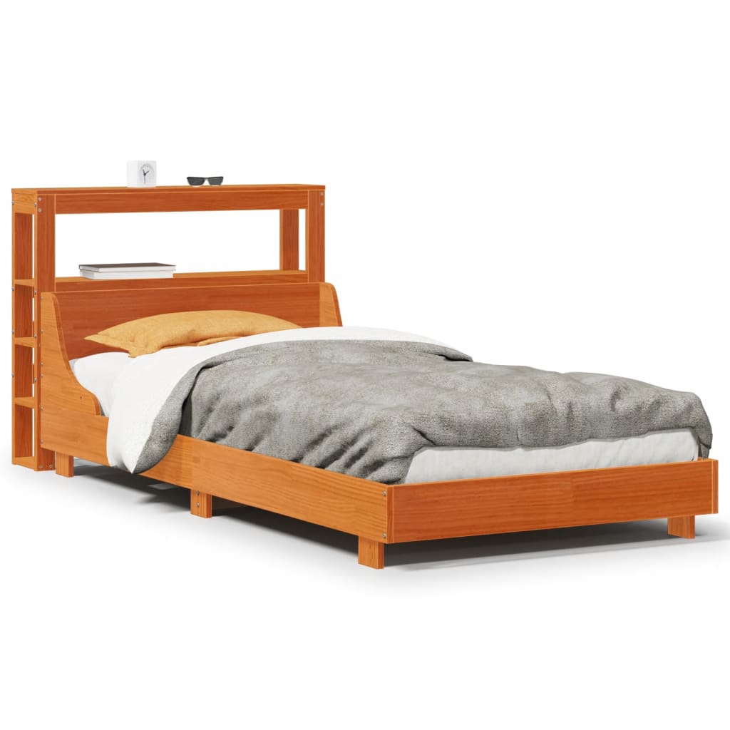 Bed Frame without Mattress Wax Brown 90x200 cm Solid Wood Pine