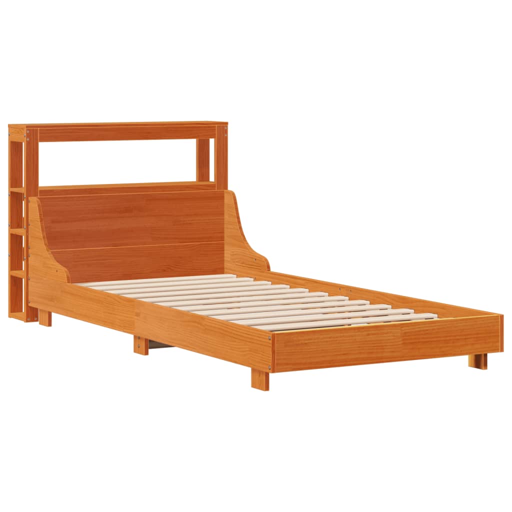 Bed Frame without Mattress Wax Brown 90x200 cm Solid Wood Pine