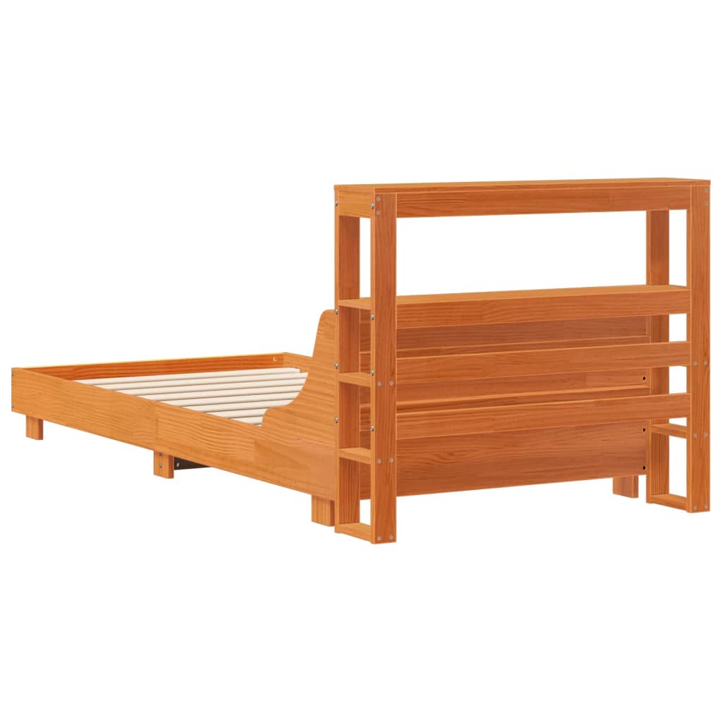 Bed Frame without Mattress Wax Brown 90x200 cm Solid Wood Pine