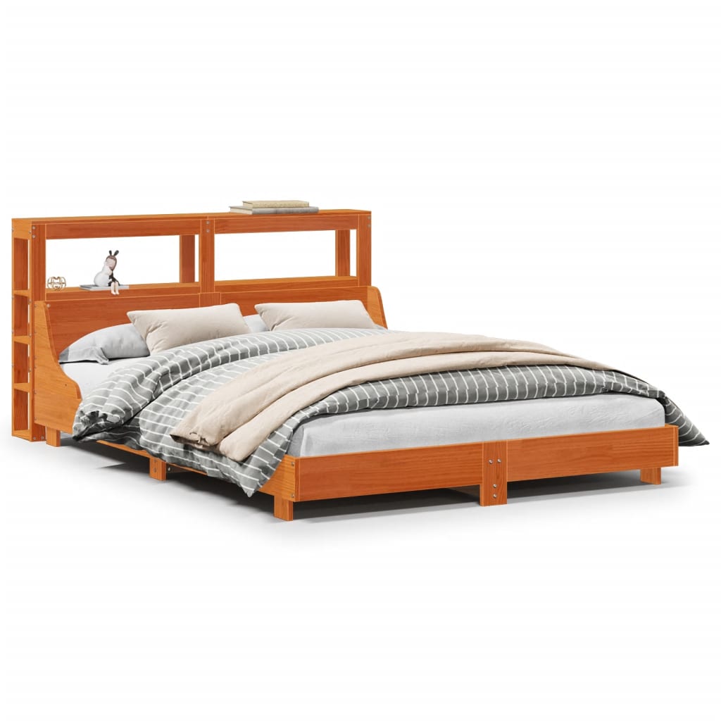 Bed Frame without Mattress Wax Brown 120x190 cm Small Double Solid Wood Pine